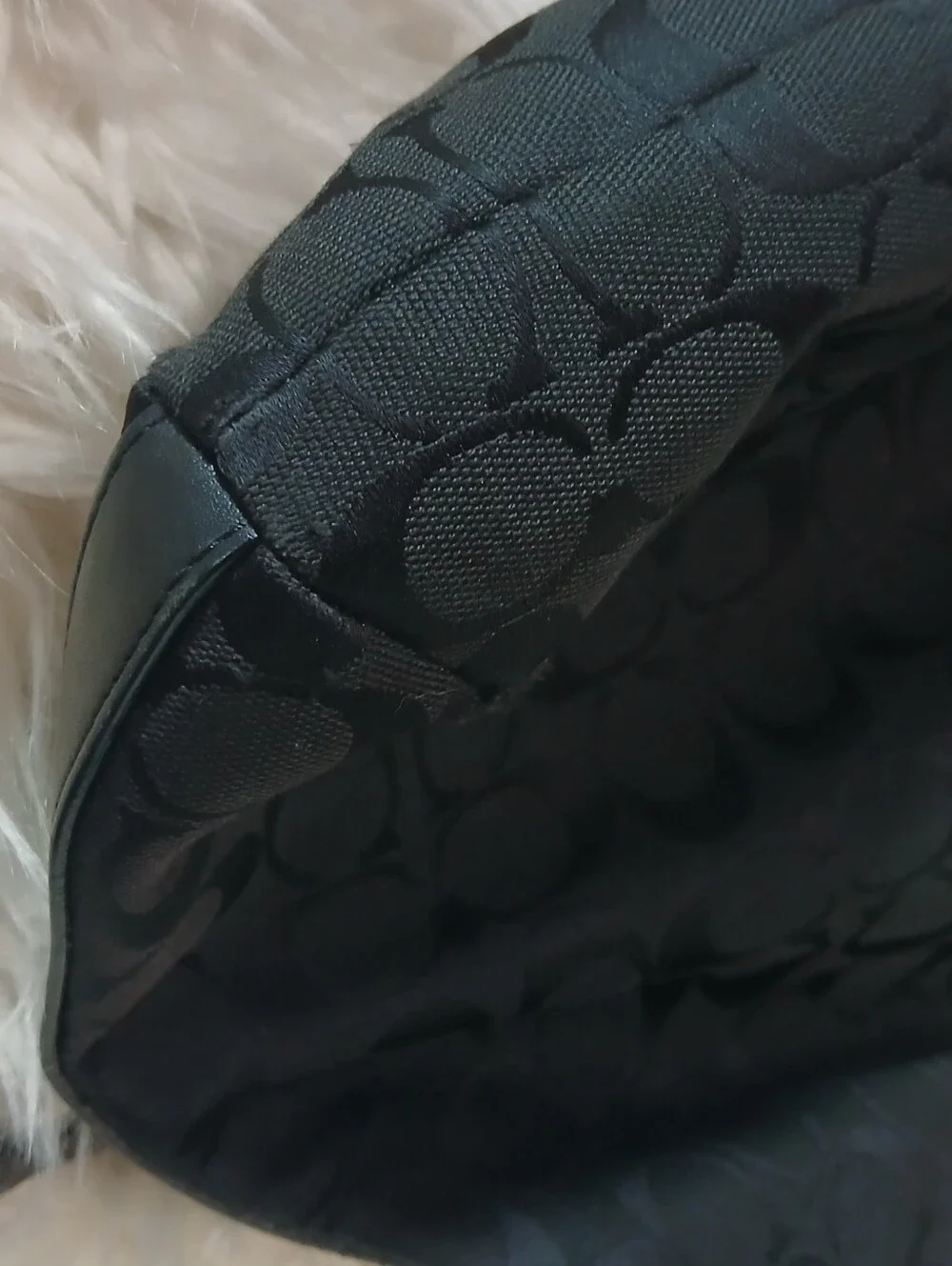 Coach Black Signature Canvas Shoulder Bag with Front Turnlock Pocket